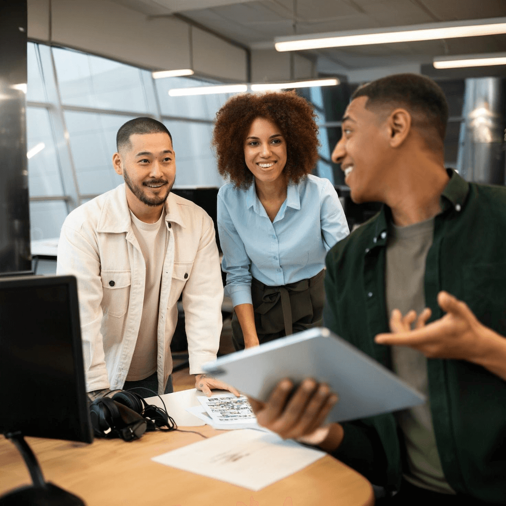 people working marketing agency square