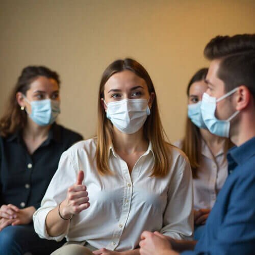 People wearing masks