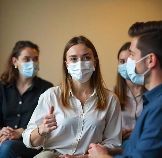 People wearing masks