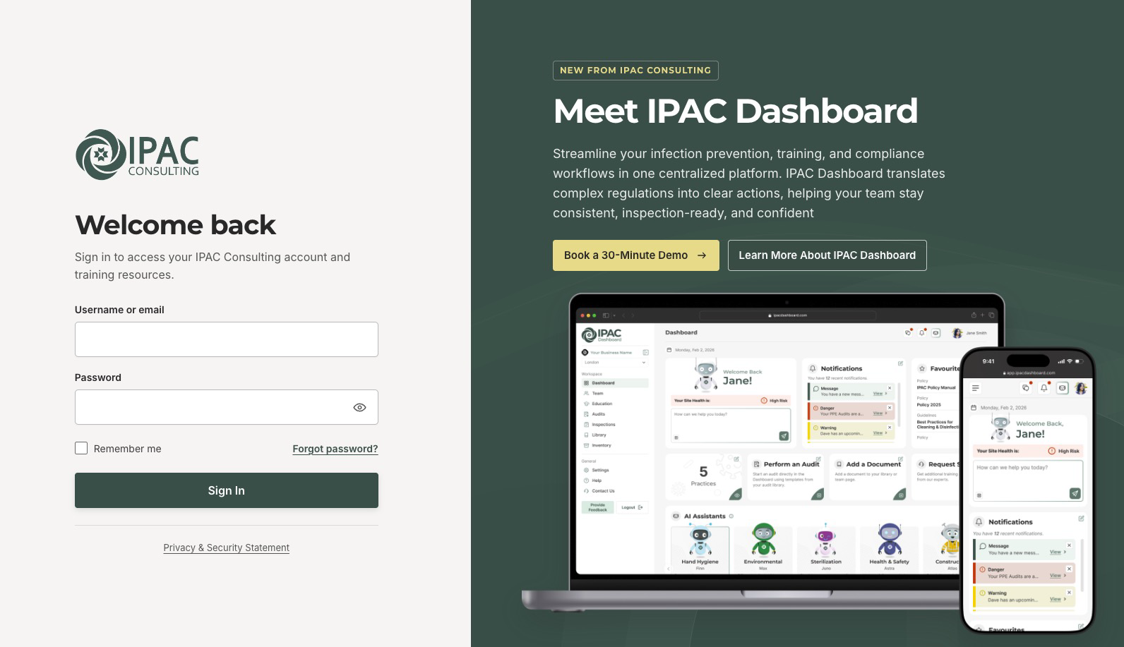 Sign-in form showing the username or email field, password field, and Sign In button.